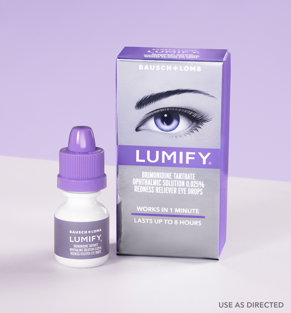 Lumify redness reliver eye drops bottle and box